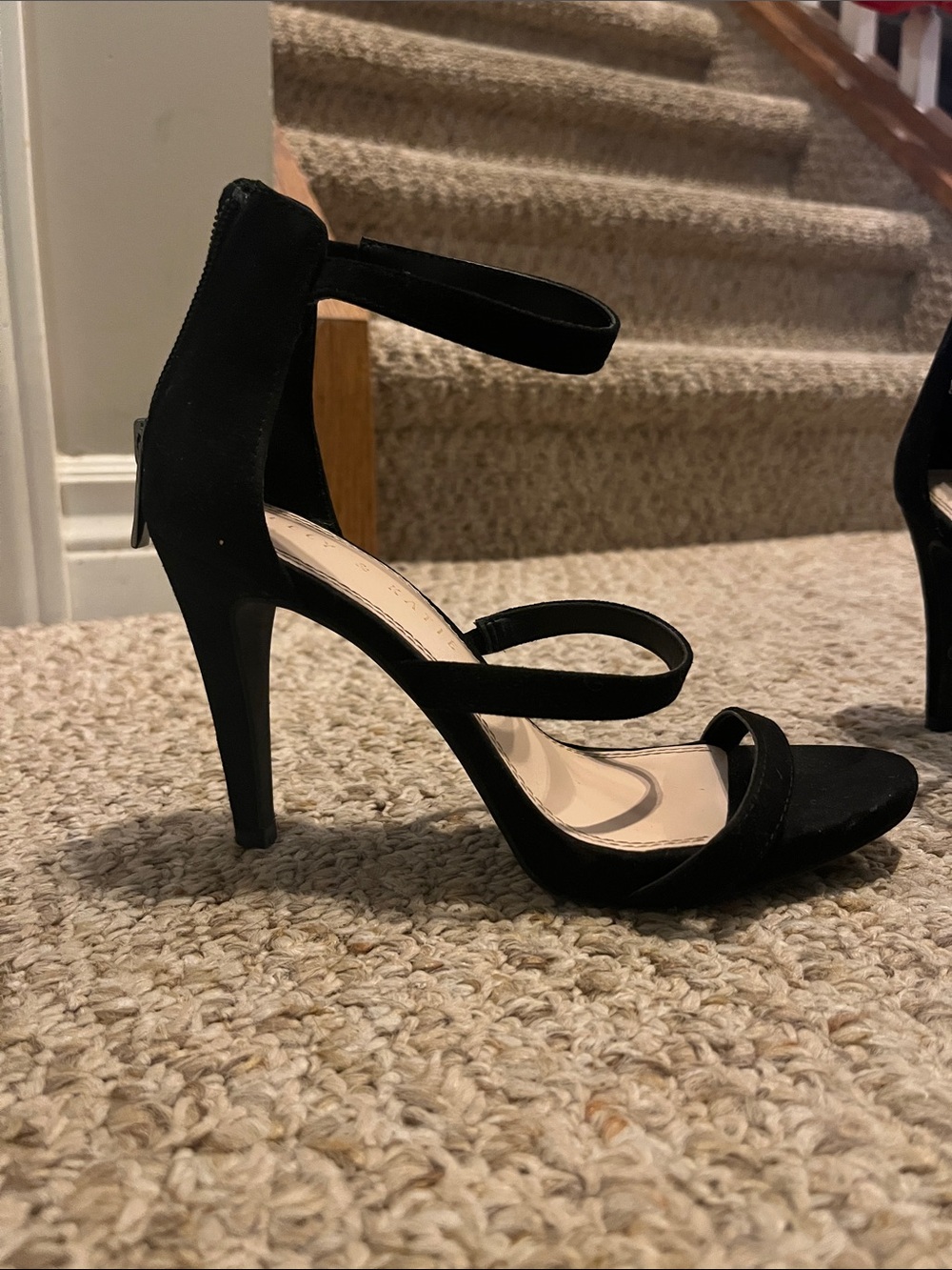 Kelly & Katie Black Suede Strappy High Heel Sandals